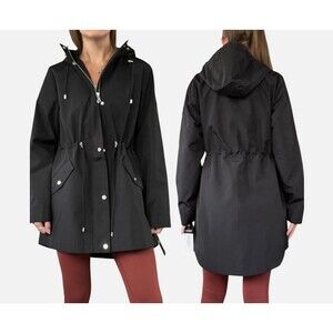 Lauren Ralph Lauren Women’s Hooded Anorak Jacket Black Full Zip Windbreaker NWT